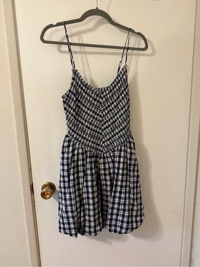 aerie Navy and White Plaid Mini Dress